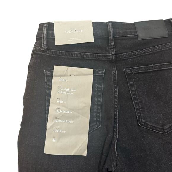 NWT Everlane HighRise Skinny Black Button Fly Ankle Jeans Women's 26 - Picture 4 of 5